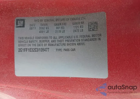 2012 Chevrolet Camaro 1Lt z USA, uszkodzony, nr VIN 2G1FF1E32C9108477